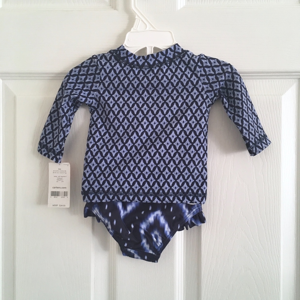 Carter's Long Sleeve 2pc Rashguard Swimsuit - Picture 2 of 3